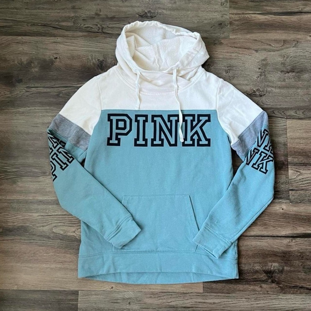Victoria's Secret PINK Blue and White Hoodie